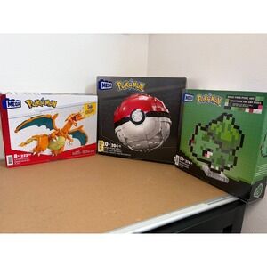 Mega Pokemon Building Set Bundle Charizard Jumbo Poke Ball Bulbasaur Pixel Art